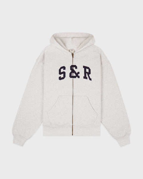 S&R Ivy Zip Hoodie - Heather Gray/Navy