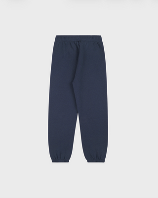 Navy blue sweatpants on a light gray background