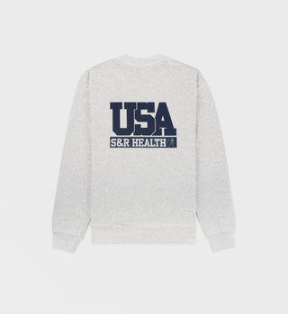 USA Crewneck - Heather Gray/Navy