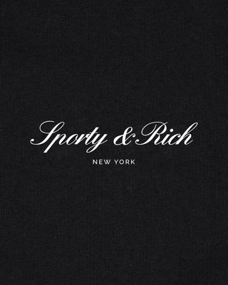 Black background with 'Sporty & Rich New York' text in white