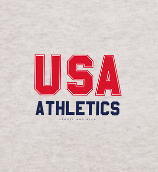 USA Athletics Cropped Zip Hoodie - Heather Gray/Navy/Sports Red