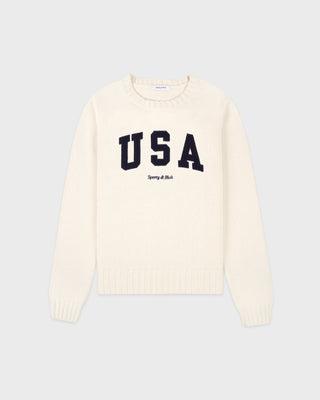 USA Knitted Sweater - Ecru/Navy