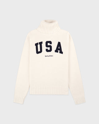 USA Knitted Turtleneck - Ecru/Navy