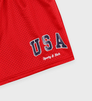 USA Mesh Disco Short - Sports Red/Navy