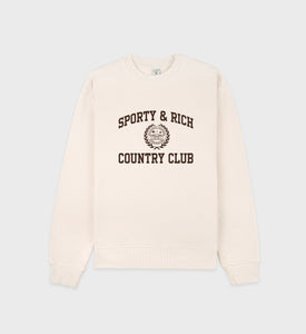 Varsity Crest Crewneck - Cream/Chocolate