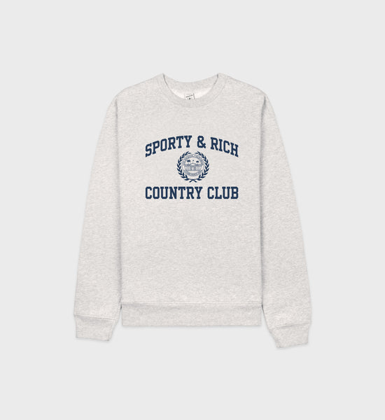 Varsity Crest Crewneck - Heather Gray/Navy