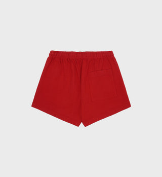 Varsity Crest Disco Short - Ruby/White