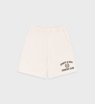 Varsity Crest Gym Short - Cream/Chocolate