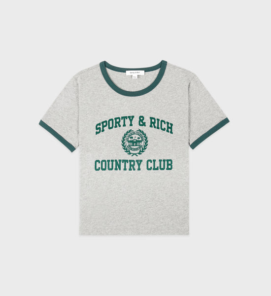 Varsity Crest Ringer Tee - Heather Gray/Alpine