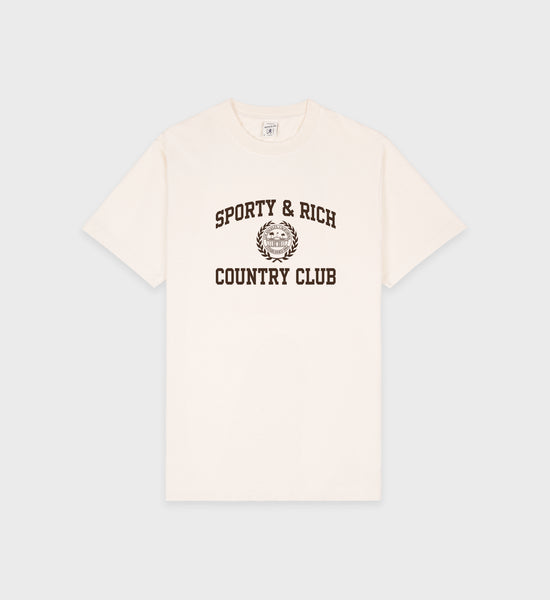 Varsity Crest T-Shirt - Cream/Chocolate