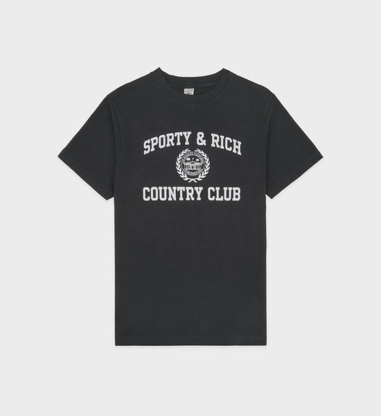 Varsity Crest T-Shirt - Faded Black/White