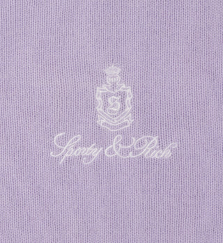 The Vendome Cashmere Short in Soft Lilac/White features a comfy elastic waistband, a white embroidered crest, and Sporty & Rich in cursive below.
