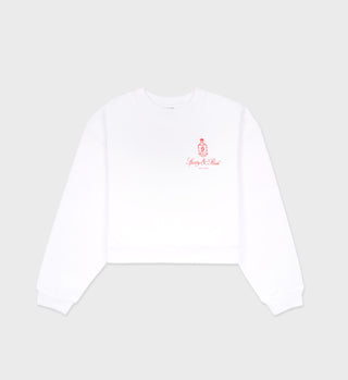 Vendome Cropped Crewneck - White/Cerise