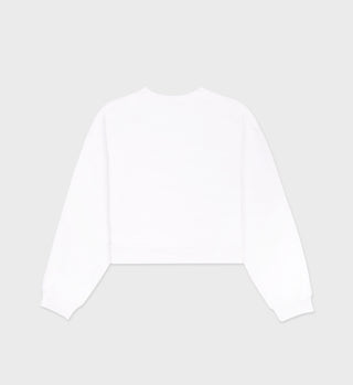 Vendome Cropped Crewneck - White/Cerise