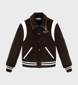 Vendome Corduroy Varsity Jacket - Chocolate/White