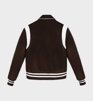 Vendome Corduroy Varsity Jacket - Chocolate/White