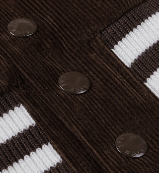 Vendome Corduroy Varsity Jacket - Chocolate/White