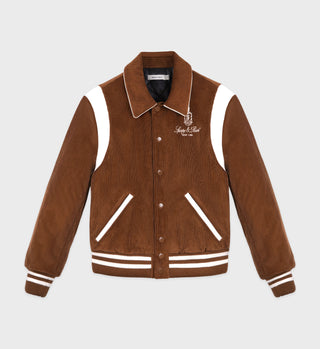 Vendome Corduroy Varsity Jacket - Tobacco/White