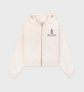 Vendome Cropped Zip Hoodie - Cream/Chocolate