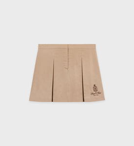 Vendome Box Pleat Skirt - Beige/Chocolate