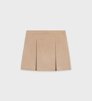 Vendome Box Pleat Skirt - Beige/Chocolate