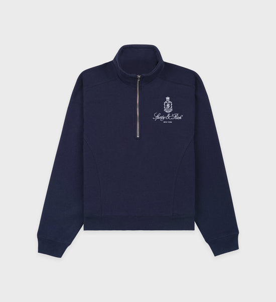 Sweat zippé Vendome Brodé - Marine/Blanc