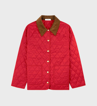 Vendome Quilted Jacket - Ruby/Light Tan