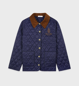 Vendome Nylon Quilted Jacket - Navy/Tan