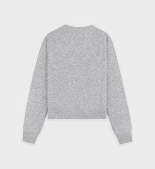 Vendome Script Cashmere Crewneck - Heather Gray/White