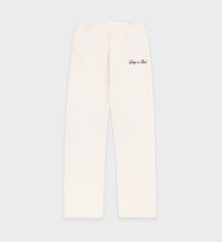 Vendome Script Cashmere Trousers - Cream/Navy