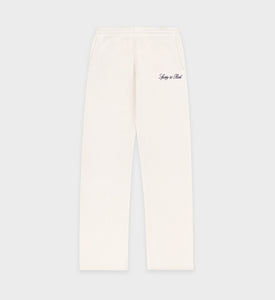 Vendome Script Cashmere Trousers - Cream/Navy