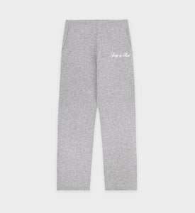 Vendome Script Cashmere Trousers - Heather Gray/White