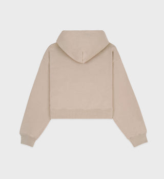 Vendome Script Cropped Hoodie - Elephant/White