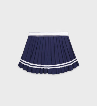 Vendome Script Pleated Skirt - Navy/White