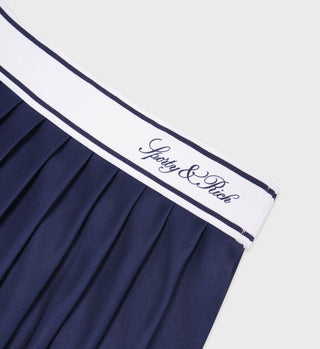 Vendome Script Pleated Skirt - Navy/White