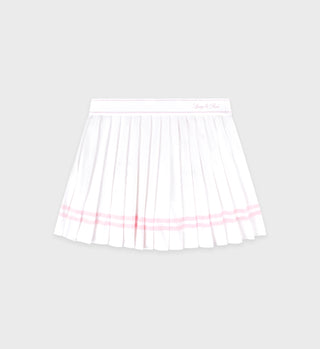 Vendome Script Pleated Skirt - White/Pink Dolphin
