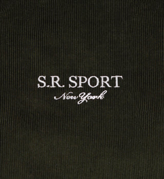 SR Sport Corduroy Varsity Jacket - Dark Green/White