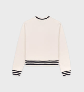V-Neck Sweatshirt - Cream/Navy