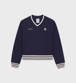 V-Neck Sweatshirt - Navy/Cream