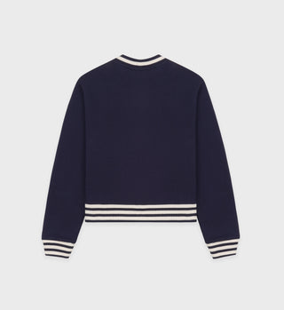 V-Neck Sweatshirt - Navy/Cream