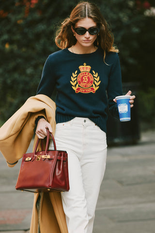 NY Crest Knitted Crewneck - Navy