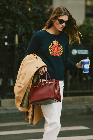 NY Crest Knitted Crewneck - Navy