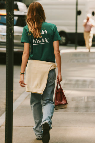 Health Is Wealth T-Shirt - Alpine/White