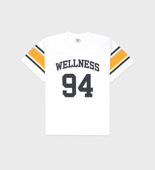 Wellness 94 Rugby Tee - White/Faded Gold/Faded Black