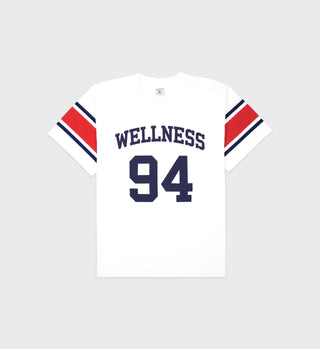 T-Shirt Rugby Wellness 94 - Blanc/Rubis/Marine