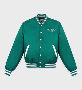 Wellness Boucle Varsity Jacket - Alpine/White