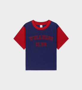 Wellness Club Color Block Cropped Tee - Navy/Ruby