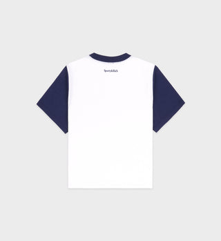 Wellness Club Color Block Cropped Tee - White/Navy