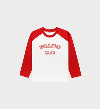 T-shirt baseball Wellness Club Kids - Blanc/Cramoisi