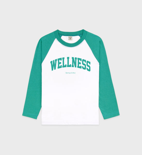 Wellness Ivy Baseball Tee - White/Spring Green